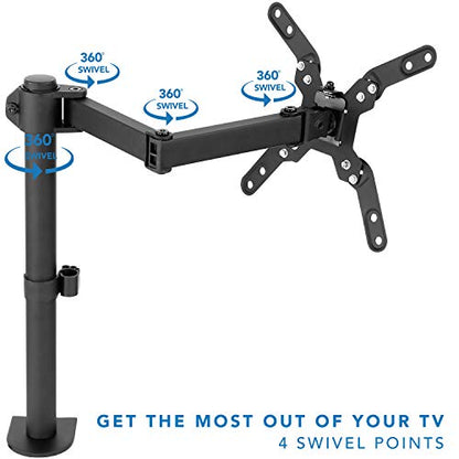 Mount-It! Large Monitor Desk Mount with VESA 200 (200x200, 200x100) Bolting Pattern, Fits up to 42 Inch and Ultrawide Monitors, Full Motion with Clamp and Grommet Base
