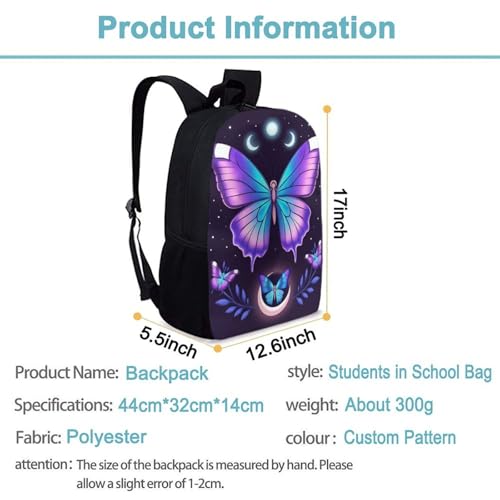 Travel Laptop Backpack, Water Resistant Computer Bag, Fashion Durable Travel Bag For Women Men Magic Moon Moth Mystical Goth Astrology Art - color: Color573