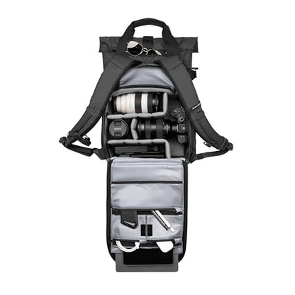 WANDRD PRVKE Rolltop 15L V4 Photography Bundle – Compact Travel Camera Backpack with Essential Camera Cube and Laptop Sleeve - color: Black, size: 15L (Photography Bundle), style: Rolltop