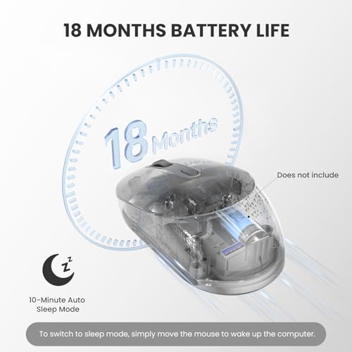 TECKNET Bluetooth Wireless Mouse, Bluetooth 5.0 & 2.4G USB Receiver, Compact & Portable, Silent Click, Ergonomic Symmetrical Design, 18-Month Battery, Adjustable DPI, Wide Compatibility - color: Charcoal Gray