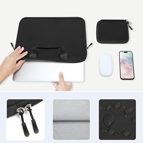 MOSISO Laptop Case 13 inch, Laptop Sleeve Carry Computer Bag | Compatible with MacBook Neo 13/Air M5 M4 M3 M2 M1/Pro M2 M1, Neoprene Bag with Handle&Detachable Small Case, Black - color: Black, size: 13 inch