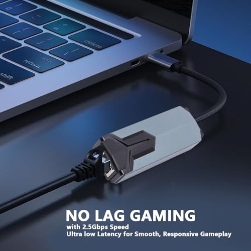 USB C to Ethernet Adapter, 2.5Gbps RJ45 Network Adapter with Aluminum Shell for OS X iOS 3 4 5 Devices