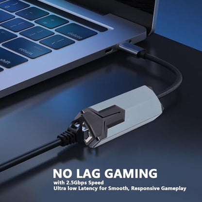 USB C to Ethernet Adapter, 2.5Gbps RJ45 Network Adapter with Aluminum Shell for OS X iOS 3 4 5 Devices