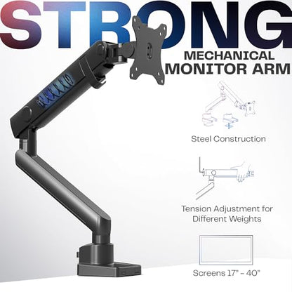 VIVO Premium Aluminum Full Motion Single Ultrawide Monitor Desk Mount Stand with Lift Engine Arm, Fits Screens up to 40 inches, STAND-V101BB - size: Single monitor, style: Standard
