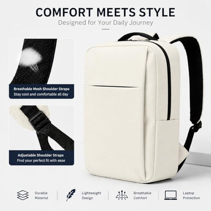 Laptop Backpack for Women & Men, 15.6" Laptop and Tablet Bag with Computer Compartment – Lightweight, Durable Travel & Work Backpacks, Beige - color: Backpack 01 Beige