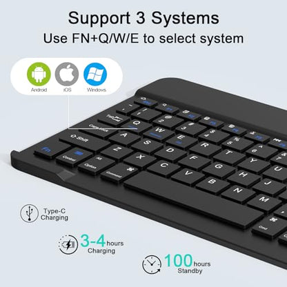 Wireless Keyboard and Mouse Combo, Rechargeable Bluetooth Keyboard & Mouse with 2.4 GHz Wireless USB Receiver, Compatible with iPad, Smartphone, PC, Laptop, Windows/iOS/Android, Black - color: Black