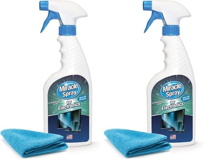 MiracleSpray for Electronics Cleaning, Safe Multisurface Cleaner for Any TV, Phone, Monitor, Keyboard, Screen, Computer, Includes Microfiber Towel - 16 Ounce Kit (Pack of 2) - size: 16 Fl Oz (Pack of 2)
