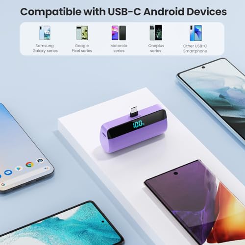 [2-Pack]Mini Portable Charger for iPhone 17/16,Upgraded 5500mAh PD Fast Charging USB C Power Bank,Travel Essentials Battery Pack for iPhone 17/17 Pro Max /Air/16/15 Series Galaxy Android-Black+Purple - color: Black+Purple