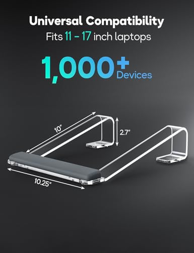 JCZT Clear Acrylic Laptop Stand for Desk, with Wrist Rest, Ergonomic Detachable Mount Compatible with 10-17'' All Laptops Such as MacBook Air Pro/HP/Dell/Lenovo - color: Acrylic Clear