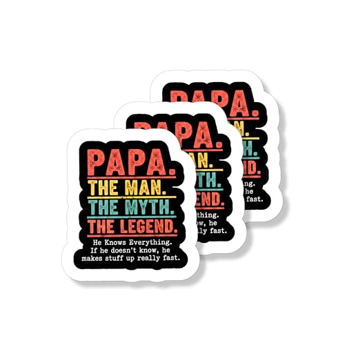 Vinyl Sticker Pack Papa the Man Myth Legend Decals for Laptops Water Bottles and Personal Gear Accessories