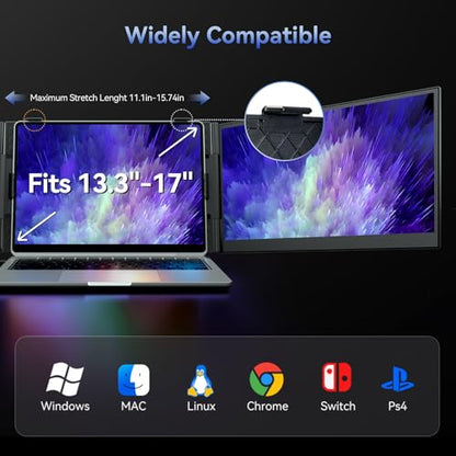 One Cable Connection Triple Laptop Screen Extender - Ultra Thin 14" Monitor IPS FHD 1080P Lightweight Portable Display for 13"-17" Laptops Compatible with Windows Mac Chrome Travel Work Setup - size: 14.3"