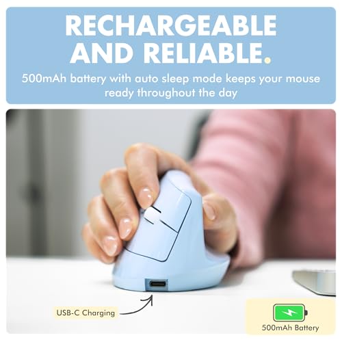X9 Performance Wireless Vertical Ergonomic Mouse - (BT + 2.4Ghz) - Click in Comfort - Up to 4000 DPI, 6 Button, Rechargeable - Bluetooth Ergonomic Vertical Mouse Wireless - for Mac and PC - Blue - color: Blue