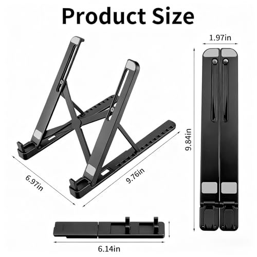 Laptop Stand for Desk,Adjustable ABS & Silicone Foldable Riser with Ventilated Cooling-Holder for 10-15.6" Notebooks,Tablets and Computers,Black - color: Black