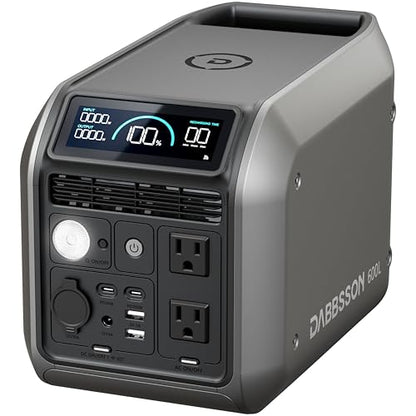 Dabbsson 768Wh Portable Power Station,Solar Generator,Up to 900W AC Output,1.5X Extended Runtime,Recharge 100% in 1.6 Hrs, 600L Semi-Solid LiFePO4,EPS,100W USB-C,for Camping RV Home - style: 600L