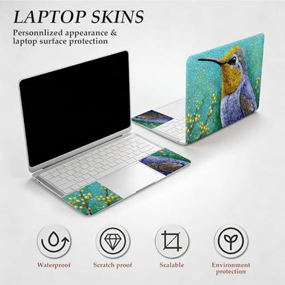DEGDFSGR 12.1-15.6 Inch Universal Reusable Laptop Skin Sticker Decal, Waterproof Removable Protector for Notebook Cover, Scratch-Resistant Vinyl Cuttable Full Wrap Sticker,Green Stone Blue Hummingbird - color: Green Stone Blue Hummingbird