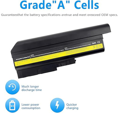 LQM® 40Y6797 Laptop Battery for Lenovo IBM ThinkPad T60 R60 | for IBM ThinkPad T40 T41 T41p T42 T43 R50 R50e R50p R51 R52 Lenovo notebooks IBM: 40Y6799, FRU 42T4504, FRU 42T4513, - color: T60