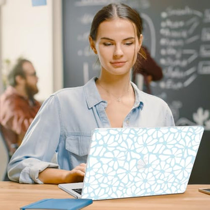 G JGOO Compatible with MacBook Air 13 inch Case 2026 2025-2022 M5 A3449 M4 A3240 M3 A3113 M2 A2681, Plastic Hard Shell for MacBook Air 13.6 inch Case + Keyboard Cover + Screen Protector, Blue Flower - color: Abstract Blue Flower