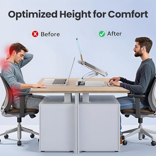 tounee Laptop Stand with Detachable USB-C Hub, 100W PD Charging, 4K@60Hz HDMI, 3 USB Ports, Ergonomic Laptop Holder Docking Station for 10-17" Laptops, MacBook & More - Silver - color: Silver