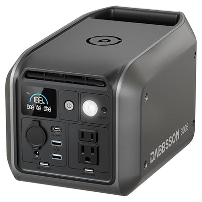 Dabbsson 298Wh Portable Power Station, 300W Solar Generator, 1.5X Extended Runtime,2xPure Sine Wave AC Outlets,60W USB-C, Smart APP, 300E for Outdoor Camping, Travel - style: 300E