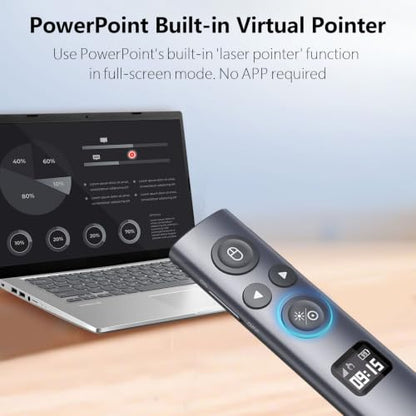 N97s Presentation Clicker for Powerpoint Presentations with Digital Pointer | Green Laser, Metal Housing, Magnifier/Highlight/Mouse Left Click, TV Screen & Projector Clicker, Built-in Storage Receiver - color: Green - BLE&USB-A