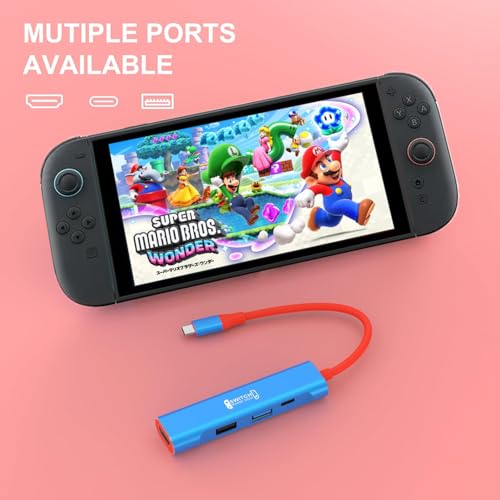 RREAKA TV Dock for Nintendo Switch 2 / Switch/Switch OLED, Portable Travel Dock Replacement with 4K@60Hz HDMI, PD 100W Charging, USB 3.0 - color: Red & Blue-2nd Version
