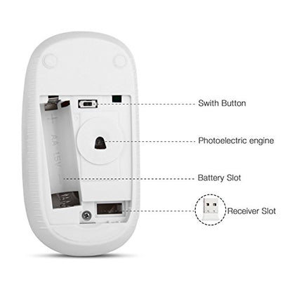 VssoPlor Wireless Mouse, 2.4G Slim Computer Laptop Mouse, White and Gold | Portable Mouse, Plug & Play USB Nano Receiver, Quiet Silent Optical Mice for Notebook, PC, Laptop, Computer, Windows, Mac - color: White and Gold