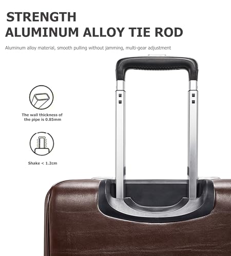 feilario Waterproof PVC Business Carry On Luggage, TSA Lock, Spinner Wheels | Hidden aluminum alloy handle, laptop pocket and magnetic front pocket keep business essentials smooth through airports - color: Coffee