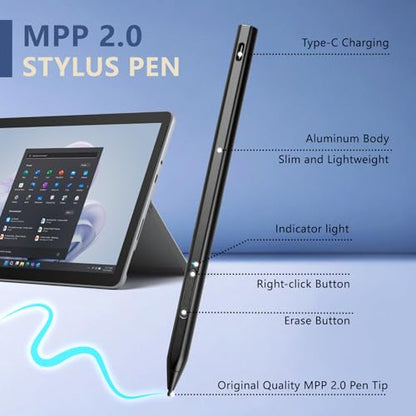 Rechargeable MPP 2.0 Tilt Pen for HP 2-in-1 Touchscreen Laptops,Genuine Digital Stylus Pen for HP Envy X360/Pavilion X360/Spectre X360 with 4096 Pressure Sensitivity and Palm Rejection,Black - color: Black