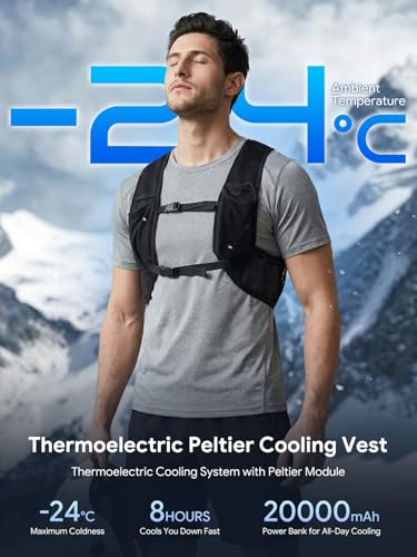 LABEWVI Semiconductor Peltier Cooling Vest with 20000mAh Battery Pack, 3 Cooling Modes, Up to -24℃ Cooling - size: Large-XX-Large