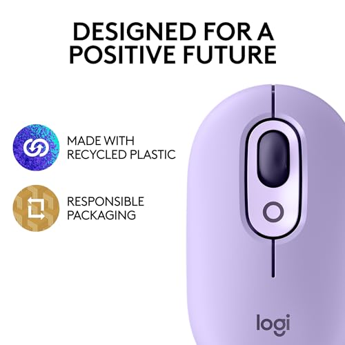 Logitech POP Mouse, Compact and Portable Wireless Bluetooth Mouse - Cosmos | Compact, portable, programmable buttons, easy-switch between up to 3 devices, for laptop, tablet, PC - color: Cosmos