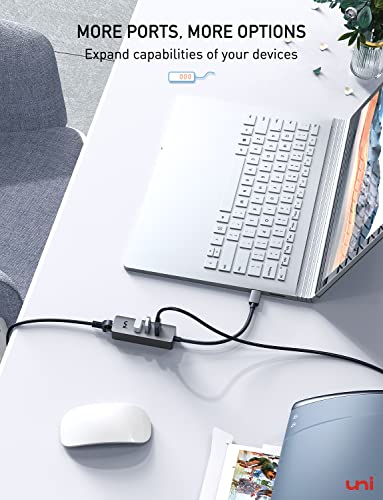 uni USB-C to Ethernet Adapter, USB C HUB Ethernet 1Gbps with USB 3.0 4IN1 | [Thunderbolt 4/3 Compatible], USB C to Network Adapter, for MacBook Pro/Air, iPad Pro, Surface Laptop, Chromebook, etc - color: Grey