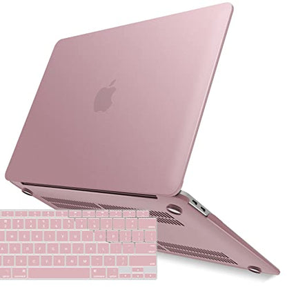 IBENZER Compatible with New MacBook Air 13 inch Case 2022 2021 2020 M1 A2337 A2179 A1932, Plastic Hard Shell Case with Keyboard Cover for Mac Retina Display with Touch ID, Rose Gold, MAT13-MPK+1B - color: Rose Gold