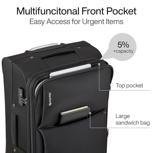Hanke Expandable 28 Inch Luggage with Spinner Wheels Softside Suitcase Large Rolling Luggage Bag for Travel Checked Suitcases(Black) - color: Black, size: 28 Inch Checked in