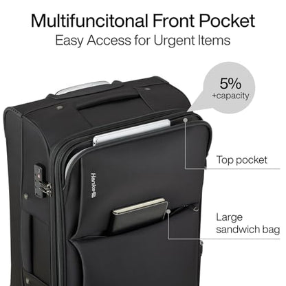 Hanke Softside Expandable 20 Inch Carry On Luggage with Wheels Airline Approved, TSA Luggage Lightweight Rolling Suitcases for Travel Carry On Bag(Black) - color: Black, size: 20 Inch Carry on