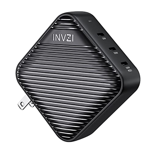 INVZI GaNHub 140W USB C Charger, PD 3.1 GaN Charger 3-Port Foldable Laptop Wall Charger Power Adapter for MacBook Pro 16" M1, Dell XPS, iPad Pro, iPhone 16/15 Series, Galaxy, Steam Deck