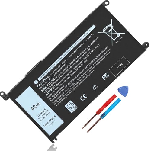 42Wh YRDD6 Battery for Dell Inspiron 15 3582 3583 3584 P75F 3593 5584 5585 | 5590 5593 5594 5598 5582 7586 14 3493 5481 P93G 5482 5485 5491 5482 2-in-1 5493 17 3793 Vostro 5481 5590 1VX1H VM732 OVM732 - size: 6.85*3.5*0.25inch YRDD6