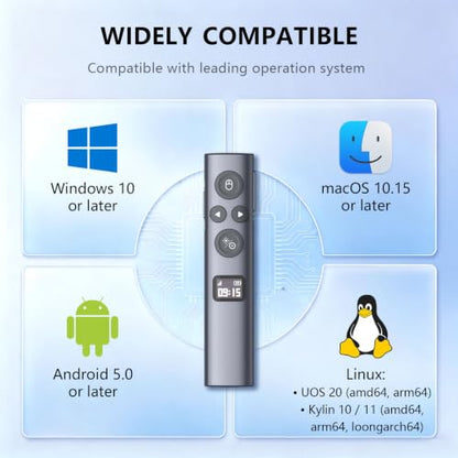 N95s Presentation Clicker for PowerPoint with Digital Laser Pointer | Wireless Presenter with Countdown Timer, USB-C Rechargeable PowerPoint Slide Advancer Remote for Projector and TV Screens - color: Green - BLE&USB-A&C