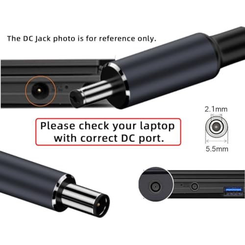 chenyang USB C to DC 5.5x2.1mm 20V Power 65W 100W 135W 140W PD Charge Cable for Laptop - color: Black 140W 5.5x2.1MM