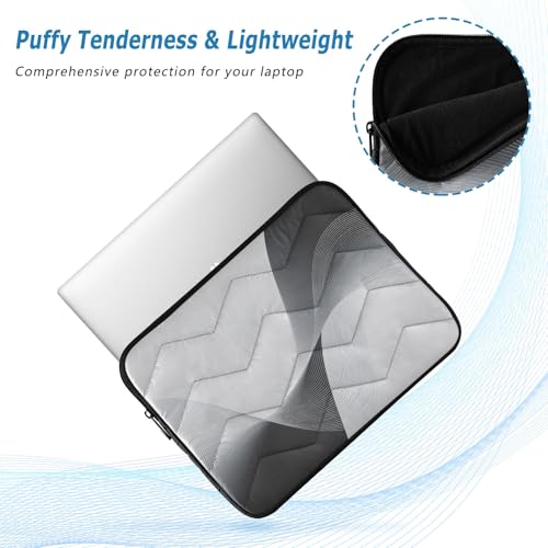 Black-White Wave Art 15-16 Inch Quilted Laptop Sleeve Case Soft Notebook Protector Bag Computer Carrying Case - color: Black-White Wave Art, size: Large