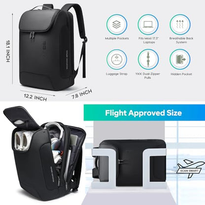 BANGE Anti-Theft Backpack with USB Charging Port 17.3 Inch Business Laptop Backpack - color: Black(no Usb and Lock), size: without lock and usb