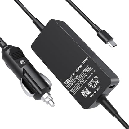 100W Laptop Car Charger USB-C for Dell/Lenovo/LG/HP/Samsung/MacBook Pro/Air | For Latitude/XPS/Precision,ThinkPad/Yoga,Spectre/Elitebook,Chromebook,Galaxy,Car Charger USB C For Computer - color: Black1