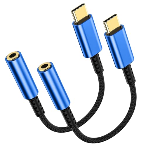 2 Pack USB C to 3.5mm Headphone Jack Adapter – HiFi Audio Dongle, Type C to Aux Female Cable Cord Compatible with iPhone 17/16/15 Pro Max, Samsung S25/S24/S23, iPad Pro, Pixel, MacBook-Blue - color: Blue, size: 2 Pack