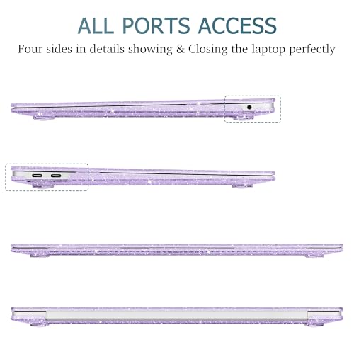 May Chen Compatible with MacBook Air 13 inch Case 2021 2020 2019 2018 Release Models: M1 A2337 A2179 A1932, Plastic Hard Shell Case for Mac Air 13 inch with Retina Fits Touch ID, Purple Glitter - color: Purple Glitter
