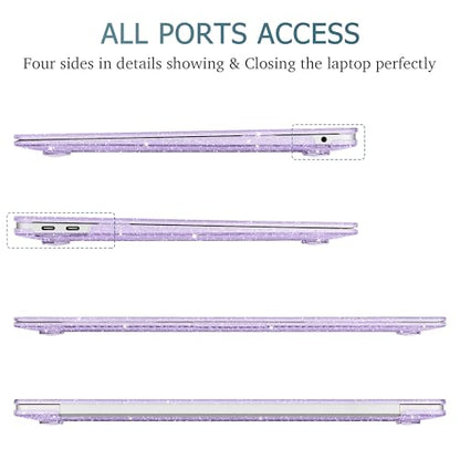 May Chen Compatible with MacBook Air 13 inch Case 2021 2020 2019 2018 Release Models: M1 A2337 A2179 A1932, Plastic Hard Shell Case for Mac Air 13 inch with Retina Fits Touch ID, Purple Glitter - color: Purple Glitter