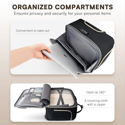 Arcoyard Rolling Laptop Bag, Briefcase for Women with Wheels, Black