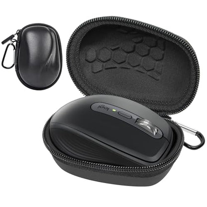 Comecase Compact Mouse Case for Logitech MX Anywhere 3S/3/2S/2 | Hard Shell Storage, Raised Inner Dots, Accessory Groove, Carabiner, Travel and Business Use, Full Black, Bag Only - color: Full Black