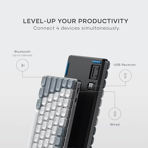 Satechi SM1 75% Mechanical Keyboard, Backlit Bluetooth, Light Gray/White | 84 Keys, Compact Wireless, Gaming, for Mac and Windows - color: Light Gray/White, size: 84 Keys