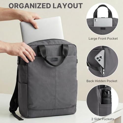 G4Free Protective 16" Laptop Backpack, Large Work Bag for Men Women, Slim Casual Backpacks for Travel, College, Business, Dark Gray - color: Dark Gray