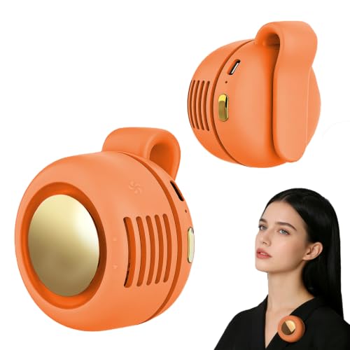 Portable Fan,2-in-1 Waist Clip On Bladeless, Ultra-Quiet Mini Personal Neck Fan 3 Speeds with 360°Adjustable Clip USB Rechargeable for Hiking,Office & Outdoor - color: Orange