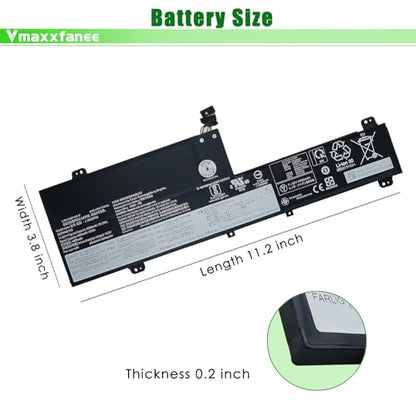 L19M3PD6 52.5WH Laptop Battery Replacement for Lenovo Flex 5-15IIL05 5-14ARE05 5-14IIL05 81X2 82DF Series Notebook L19L3PD6 L19C3PD6 L19D3PD6 SB10X49074 SB10X49076 11.55V 4550mAh - size: 10.23*3.34*0.39 inch L19M3PD6